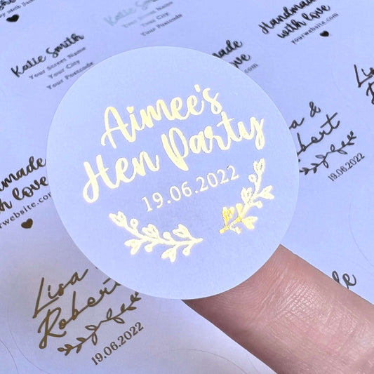 Hen Party Custom Foiled Stickers