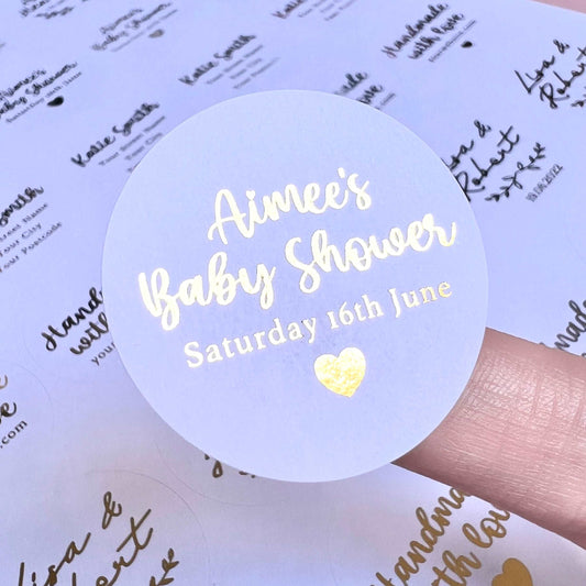 Baby Shower Custom Foiled Stickers