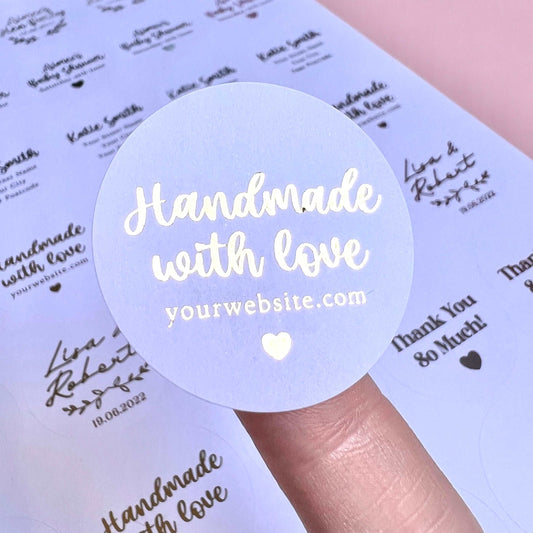 Handmade With Love Custom Foiled Stickers