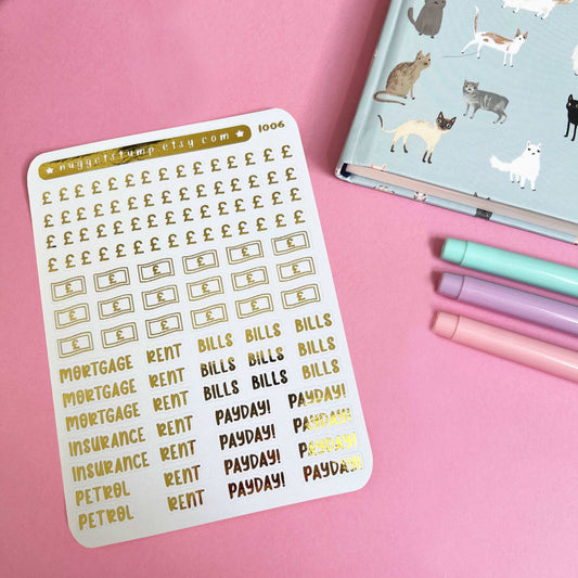 Finance Foiled Planner Stickers