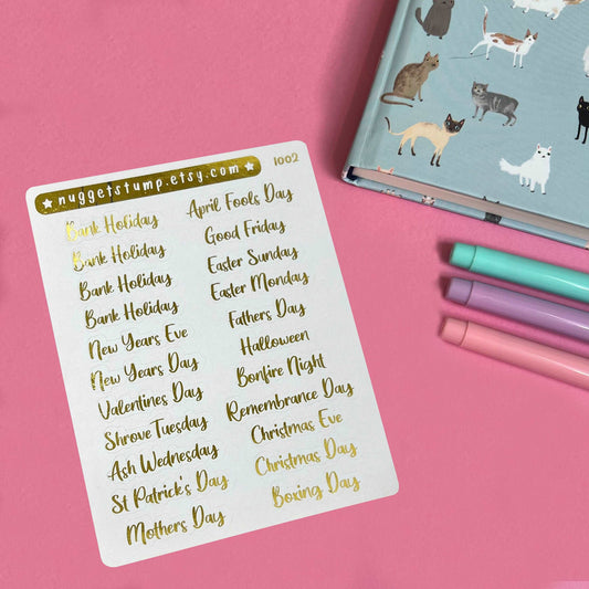 Bank Holiday Foil Planner Stickers