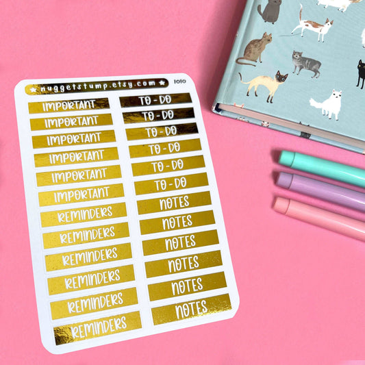 Important To Do Foil Planner Stickers