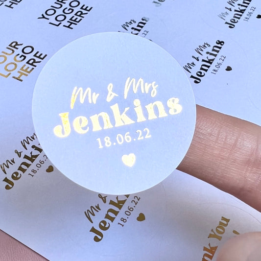 Wedding Date Custom Foiled Stickers