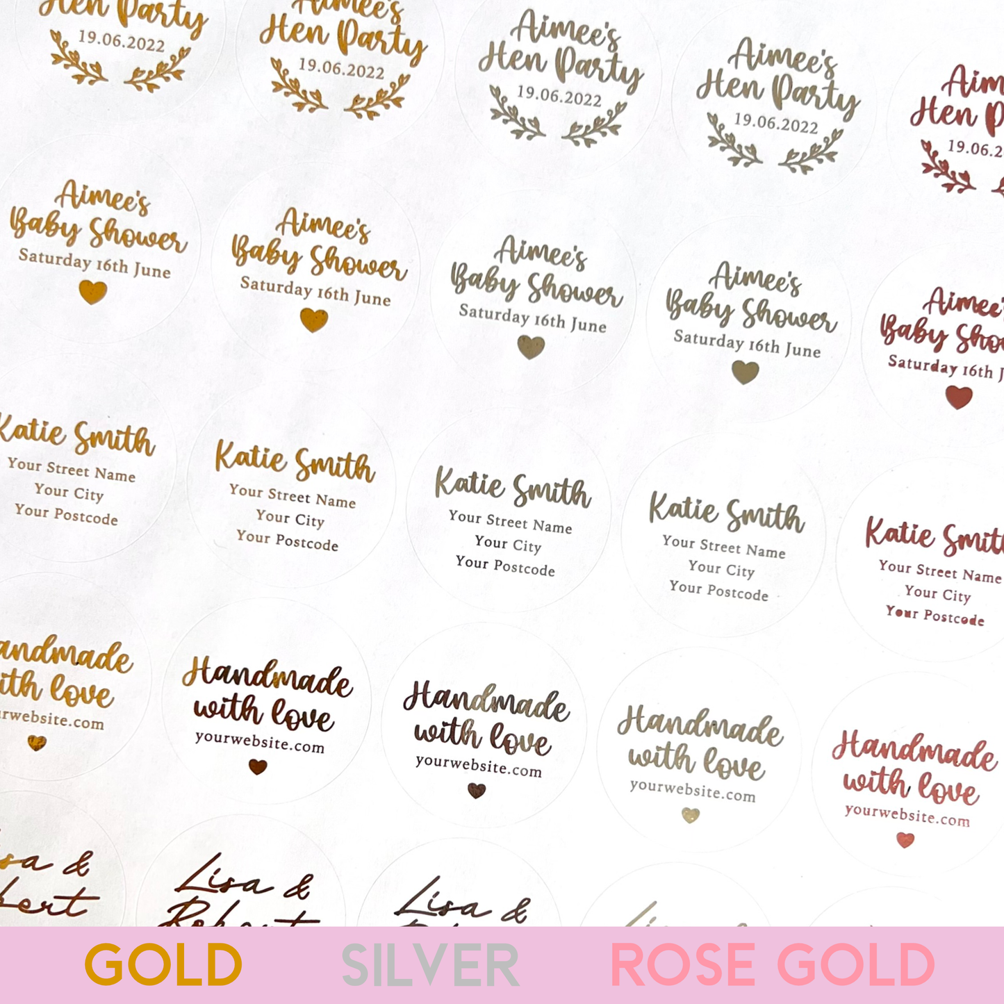 Wedding Custom Foiled Stickers