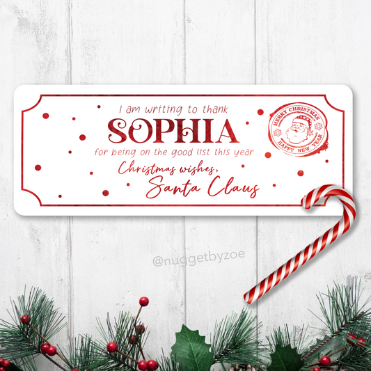 Santa's Good List Letter